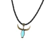MZRAN Collana con ciondolo a forma di testa di turchese, gioielli etnici in pelle per collana con ciondolo a forma di testa turchese, Misura unica, come descritto, come descritto