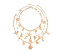 MZRAN Collana da donna con ciondolo in oro alla moda con stelle marine oceaniche e stile surfista 14 carati per uso quotidiano