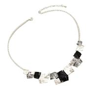 MZRAN Collana da indossare tutti i giorni quadrata geometrica catena in lega gioielli da donna semplice accessorio lega texture collana quadrata