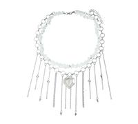 MZRAN Elegante collana con frange per le donne elegante ciondolo a forma di cuore in pietra naturale irregolare collana collana collana gioielli regalo elegante impilabile per abiti da festa