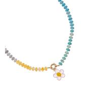 MZRAN Elegante collana con perline floreali con accenti multicolori, catena da 50 cm, per occasioni festive, collana alla moda per festival, Misura unica, come descritto, come descritto