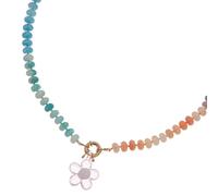 MZRAN Elegante collana con perline floreali con accenti multicolori, catena da 50 cm, per occasioni festive, collana alla moda per festival, Misura unica, come descritto, come descritto
