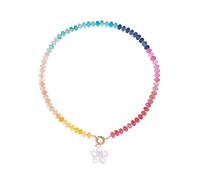 MZRAN Elegante collana con perline floreali con accenti multicolori, catena da 50 cm, per occasioni festive, collana alla moda per festival, Misura unica, come descritto, come descritto