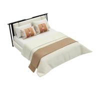 MZRAN Elegante letto singolo in polistirene ABS solido color crema piccolo per camere da letto modello costruito con piano ammorbidito e integrato liscio bordato modello casa letto per esposizione