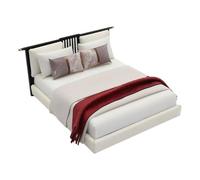 MZRAN Elegante letto singolo in polistirene ABS solido color crema piccolo per camere da letto modello costruito con piano ammorbidito e integrato liscio bordato modello casa letto per esposizione