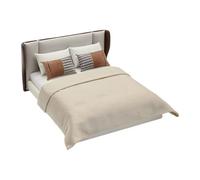 MZRAN Elegante letto singolo in polistirene ABS solido color crema piccolo per camere da letto modello costruito con piano ammorbidito e integrato liscio bordato modello casa letto per esposizione