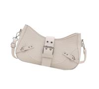 MZRAN Elegante rivetto rifinito PU borsa tracolla tracolla design compatto quotidiano essenziale borsa a tracolla per donne ragazze borsa a tracolla, bianco, One Size