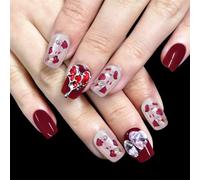 MZRAN Gatti Eye Press on Nails Breve Piazza Unghie Finte Acriliche, Stick on Nails Colle sulle Unghie San Valentino Unghie finte