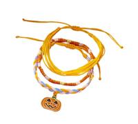 MZRAN Halloween multistrato perline con zucca Specters fascino colorato perline di riso regolabile impilabile gioielli per le donne ragazze corda cera tallone, Misura unica, come descritto
