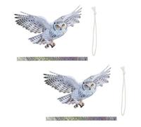 MZRAN Il doppio ha affrontato le sculture acriliche del gufo compreso gli accessori riflettenti per le esche riflettenti di controllo degli uccelli