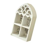 MZRAN Mensola fluttuante in quadrifogli francesi con intagli intricati a più livelli, decorazione per la casa, scaffale da parete in legno multistrato unico