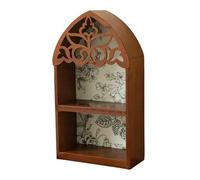 MZRAN Mensola fluttuante in quadrifogli francesi con intagli intricati a più livelli, decorazione per la casa, scaffale da parete in legno multistrato unico