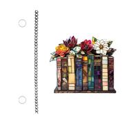 MZRAN Pendenti multicolore da appendere alla finestra, a forma di libro, fiori, libri, 2D, piatto, decorazioni per la casa, insegnante, ritorno a scuola, regalo decorativo da parete