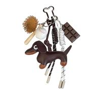 MZRAN Portachiavi a forma di cane bassotto, stile unico, robusto materiale PU, ciondolo per borse e chiavi, decorazione per uso quotidiano, Caff, 14*8cm Style 1