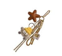 MZRAN Portachiavi con ciondolo a forma di bambola a forma di stella, in corda intrecciata, per zaino, borsa, decorazione in corda intrecciata, Marrone