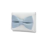 MZRAN Portafoglio con fiocchi dolci in stile coreano, custodia corta per carte di credito, portamonete in pelle PU, portafoglio a tre ante con porta carte per tutti i giorni Trifold elegante breve in