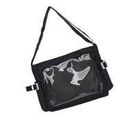 MZRAN Pratica borsa in nylon con tracolla regolabile trasparente distintivo vetrina borsa per uso quotidiano scuola pendolarismo shopping casual borsa per pendolari, Nero , One Size