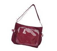 MZRAN Pratica borsa in nylon con tracolla regolabile trasparente distintivo vetrina borsa per uso quotidiano scuola pendolarismo shopping casual borsa per pendolari, Rosso, One Size