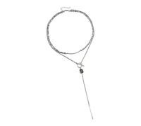 MZRAN Set di collane con diamanti neri quadrati geometrici a più fili per un outfit versatile abbinato e stili collana a strati con cristalli neri, Misura unica, come descritto, come descritto