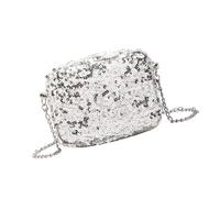 MZRAN Sofisticata borsa da sera da donna con paillettes abbellimento elegante borsa a tracolla per Weddomg Party coreano borsa a tracolla moda, Argento, One Size