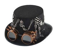 MZRAN Steampunk Time Traveler Cappello Steampunk Top Cappelli per Uomo con Occhiali Steampunk Cappello Steampunk Festa di Halloween Accessori Steampunk, Argento, 2-3