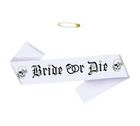 MZRAN Till Death Do Us Party Sash Funny Bridal Shower Decor Bachelorette Favor Con Lettering Metallic Bride or Die Bride or Die Addio al nubilato Decorazioni, bianco, Taglia unica