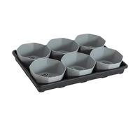 MZRAN Vassoio per vasi per piante a 6 celle con vaso da 15,2 cm con design traspirante e di stoccaggio dell'acqua per la salute delle radici domestiche