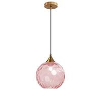 MZStech Globo in vetro Rosa da 20 cm Lampada a sospensione con base in bronzo dorato e sfera in vetro Lampada da soffitto sospesa per isola cucina Sala da pranzo e comodino (Rosa)