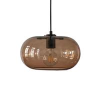 MZStech Lampada a sospensione moderna industriale in vetro con presa metallica nera, altezza regolabile, lampada a sospensione a globo E27 per soggiorno, sala da pranzo, isola cucina (Marrone)