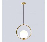 MZStech Lampada da soffitto moderna, lampada a sospensione sferica in ferro e vetro dorato, base a sospensione a lampadina E27 (Round)