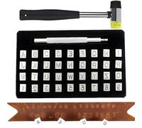MZSX 36PCS Set di punzoni per lettere per timbri a rilievo in pelle (con martello), strumenti per timbri in pelle, kit di punzoni per timbri in metallo per lettere, alfabeto e numeri