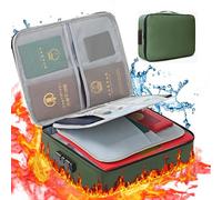 MZSX Borsa per Documenti Ignifuga, Portadocumenti, Resistente al Fuoco Impermeabile per Documenti, Denaro, Passaporto, File Bancari e Contanti, gioielli, 38 x 28 x 10cm (verde)
