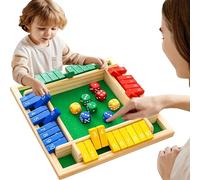 MZSX Gioco da tavolo in legno con dadi, 1-4 giocatori Chiudi la scatola Gioco di dadi Matematica Abilità Montessori Giocattolo educativo, Gioco educativo per la famiglia per bambini