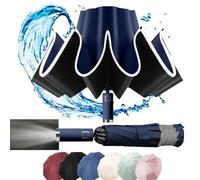 MZSX Ombrello Pieghevole, Viaggio Antivento, luce a LED,design pieghevole inverso, Portatile Automatico, Compatto Resistente Leggero, passeggino universale