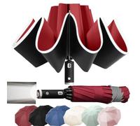 MZSX Ombrello Pieghevole, Viaggio Antivento, luce a LED,design pieghevole inverso, Portatile Automatico, Compatto Resistente Leggero, passeggino universale