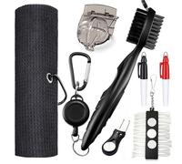 MZSX Set di pulizia per golf da 7 pezzi, Spazzola per Mazze da Golf, Asciugamano da Golf, Pulizia e affilatura Kit per Cunei e Ferri da Stiro, Golf Accessori, Adatto per Pulire Le Attrezzature da Golf