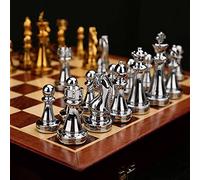 MZSX Set di Scacchi in Legno, metallo puro scacchi, Passa all'Edizione Deluxe, mestiere, Scacchiere Set Portatile Gioco da Viaggio per Adulti Bambini