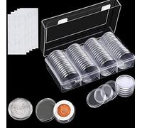 MZSX100 Pezzi di Capsule Portamonete e 4 Misure (20/25/27/30 mm) Guarnizione di Protezione in Eva, Album Rotondo in plastica con Scatola organizzatrice per la Raccolta di Materiale