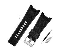 MZTZHVNVGK Cinturino orologio in pelle 32mm con tacca uomo, compatibile DZ1216 DZ1273 DZ4246 DZ4247 DZ287 Compatible With Diesel(A black -silver)