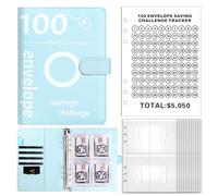 mzvoo 100 Buste Saving Challenge,100 Envelope Savings Challenge Binder Raccoglitore da Buste,100 Buste Challenge Binder, per Risparmiare 500, 5.050 E 10.000, 30 Giorni, 100 Giorni E 52 Settimane