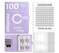 mzvoo 100 Buste Saving Challenge,100 Envelope Savings Challenge Binder Raccoglitore da Buste,100 Buste Challenge Binder, per Risparmiare 500, 5.050 E 10.000, 30 Giorni, 100 Giorni E 52 Settimane