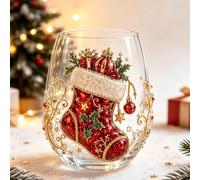 mzvoo Christmas 3d Wine Glass Collection Gift Box Set,calice Da Vino 3d Natale (E)