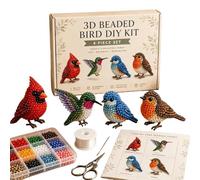 mzvoo Diy Animal Beading Kit,4-Pack DIY Animals Beading Set With Instructions,Cute Bird & Animal Craft Set,Tiny 3D Beaded DIY Kit,For Adults Beginners Enthusiasts Friends Home School(A)