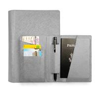 MZYFDC 1 pezzo di custodia for passaporto in pelle PU tinta unita, portapenne da lavoro, porta carte di credito, accessori da viaggio leggeri(Silver)