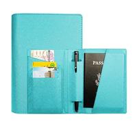 MZYFDC 1 pezzo di custodia for passaporto in pelle PU tinta unita, portapenne da lavoro, porta carte di credito, accessori da viaggio leggeri(LightBlue)