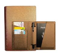 MZYFDC 1 pezzo di custodia for passaporto in pelle PU tinta unita, portapenne da lavoro, porta carte di credito, accessori da viaggio leggeri(Gold)