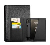 MZYFDC 1 pezzo di custodia for passaporto in pelle PU tinta unita, portapenne da lavoro, porta carte di credito, accessori da viaggio leggeri(Black)