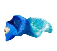 MZYFDC 1 Piece Dyed Belly Silk Fan Veils, Dance Performance for Women,Long Folding Fans(FS0221-1 Piece,S-120x90cmReal Silk)