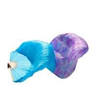 MZYFDC 1 Piece Dyed Belly Silk Fan Veils, Dance Performance for Women,Long Folding Fans(FS65-1 Piece,S-120x90cmReal Silk)