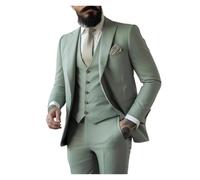 MZYFDC Abito Uomo Completo da Uomo Slim Fit Verde Salvia da 3 Pezzi (Giacca + Gilet + Pantaloni), Smoking da Sposo, Blazer da Cerimonia, Blazer da Festa.(4XL)